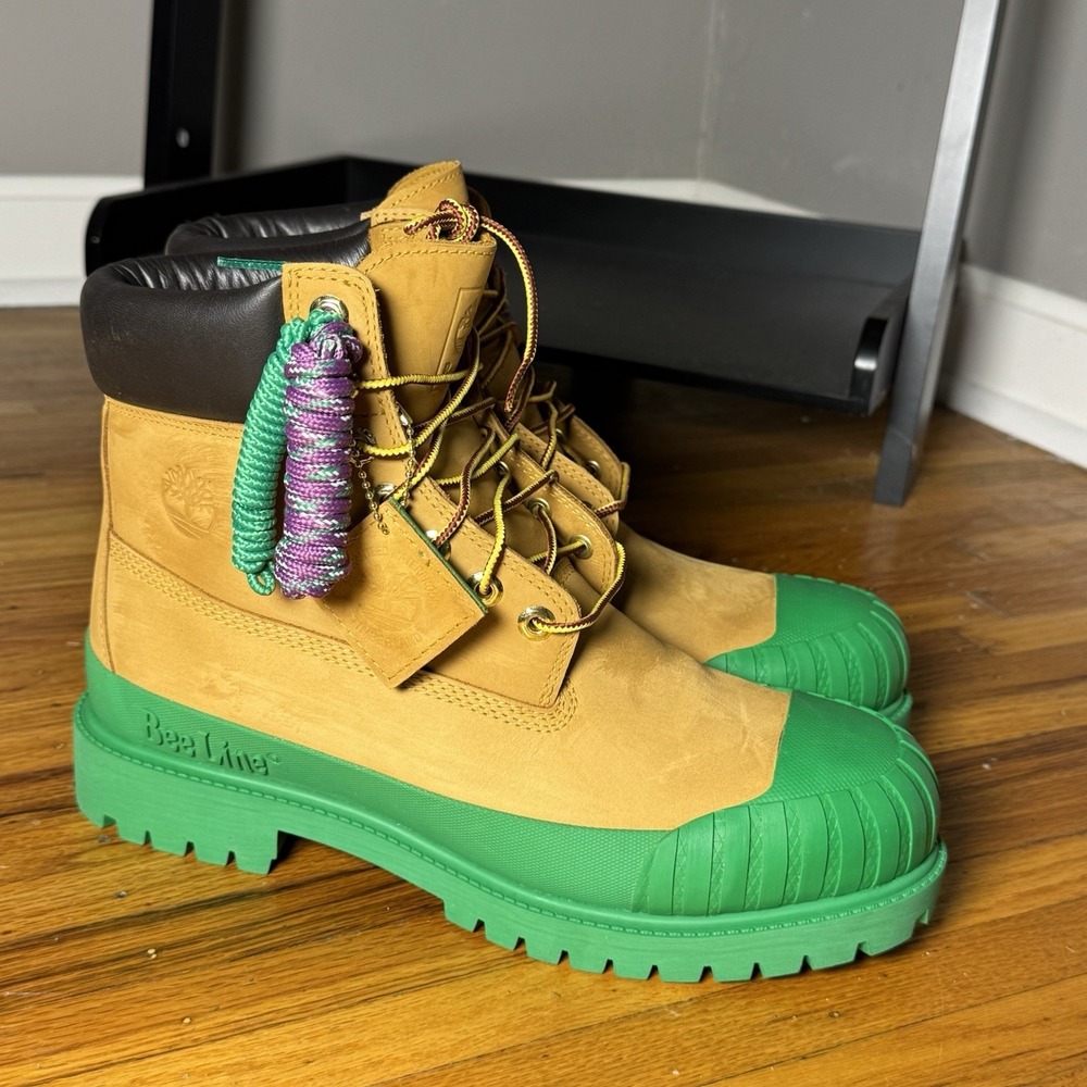 Timberland X Bee Line 6-Inch Premium Rubber Toe Boots Wheat Green A2M2Y Mens 10